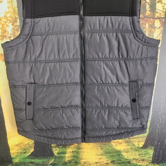 Rock & Republic Mens L Puffer Vest Insulated Gray And Black Zip Up Jacket Coat - Picture 2 of 11